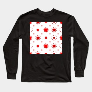 Suns and Dots Red on White Repeat 5748 Long Sleeve T-Shirt
